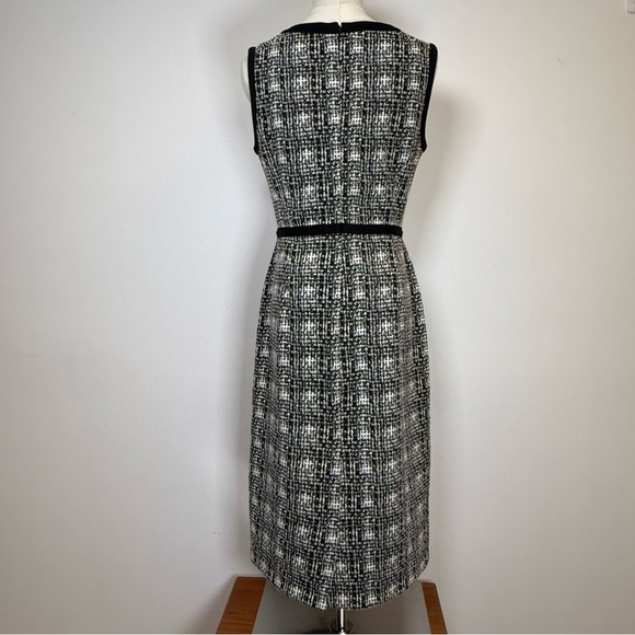 Lands End Sleeveless Tweed Black White Plaid Sheath Dress Women’s Size 6T (Tall) - Picture 3 of 12